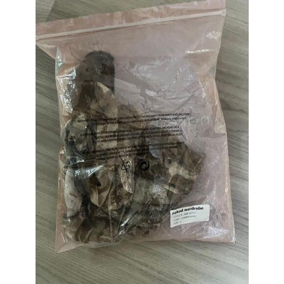 Women's Naked Wardrobe Brown Mesh Long Sleeve Crop Top - Size S NEW with tag - Picture 9 of 9